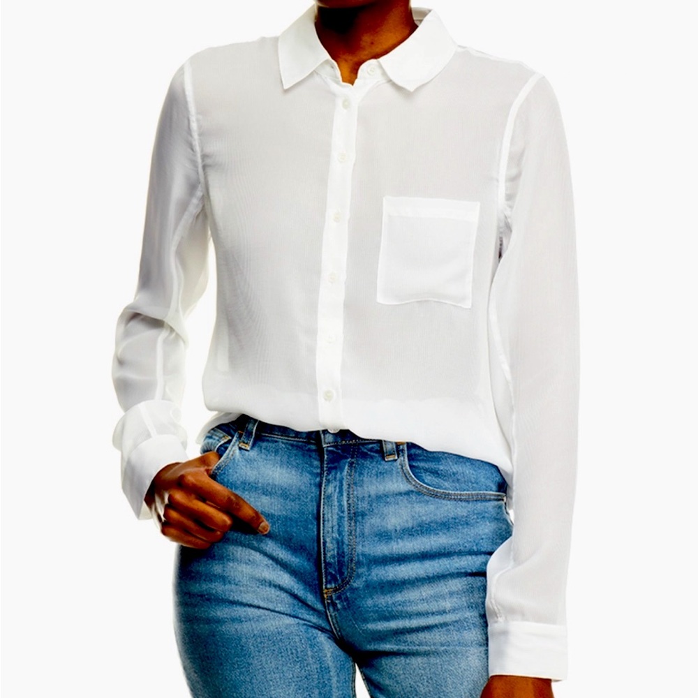 GUESS Sheer White Button down shirt